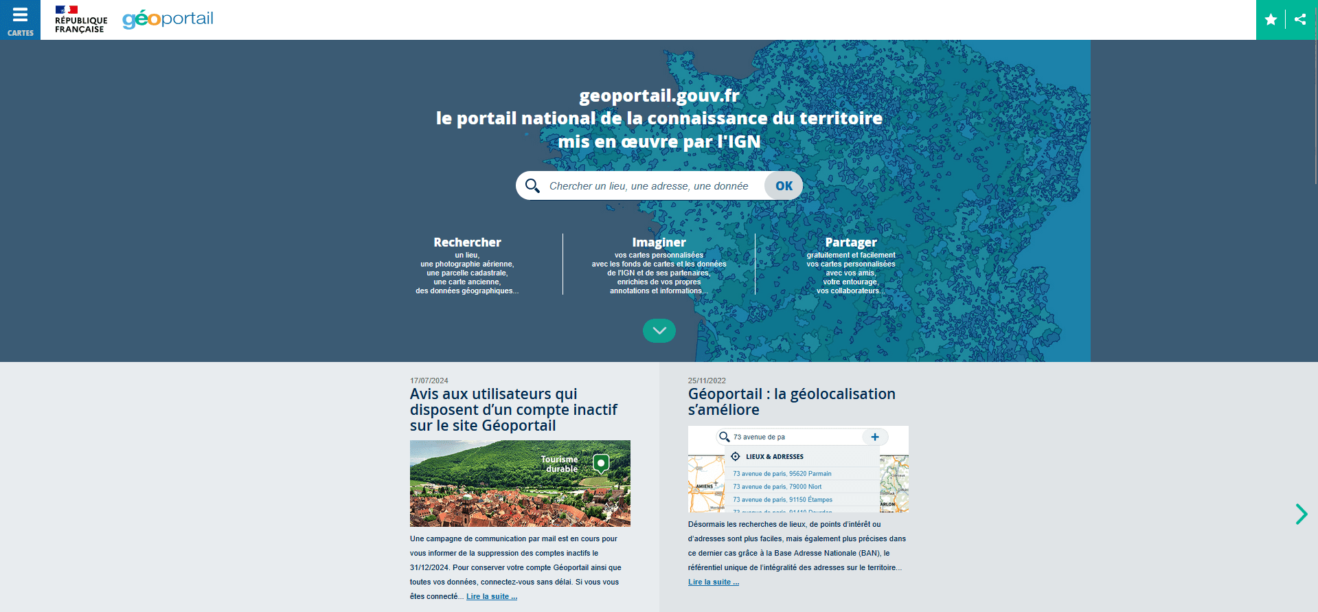Page de connexion Géoportail pour création de carte drone