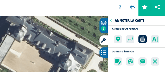 Tracé d'un polygone de zone de vol drone sur Géoportail avec outils de mesure
